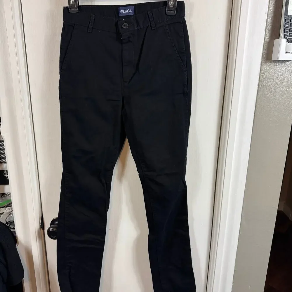 The Children’s Place Boys Black Chino Pants Size 16 Slim – Adjustable Waist